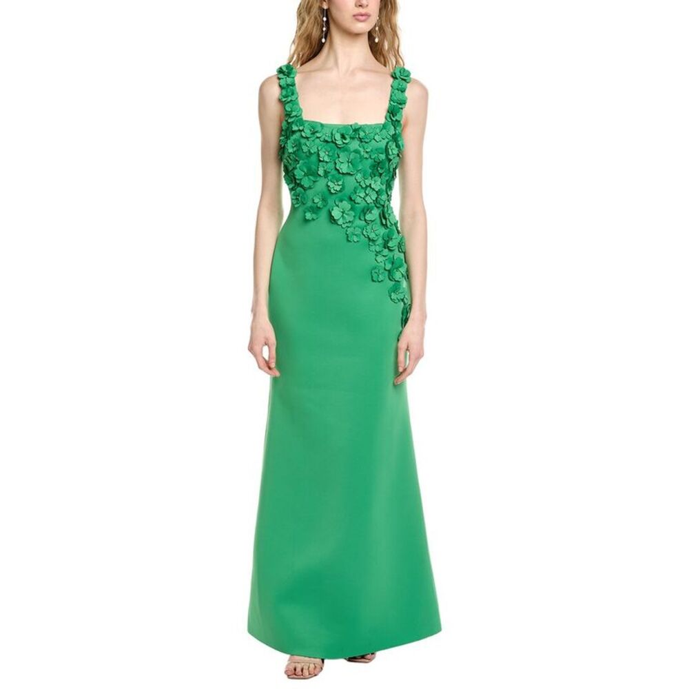 Badgley Mischka Womens Cutout Appliques Gown, Green